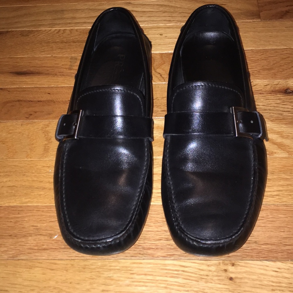 Prada Black buckled driving loafers